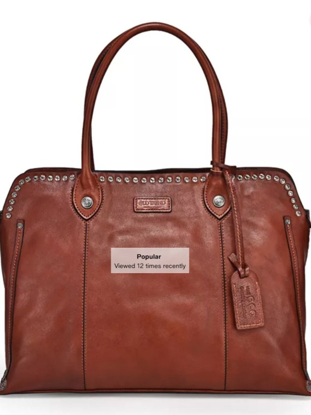 NWT OLD TREND COGNAC LEATHER SOULD STUD SATCHEL